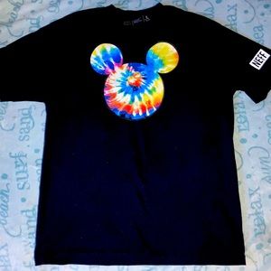 Disney Neff collection Black Graphic Tee with tie dye colored Mickey Mouse head